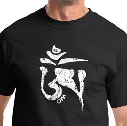 Mens Yoga Shirt White Tibetan Om Tee T-shirt
