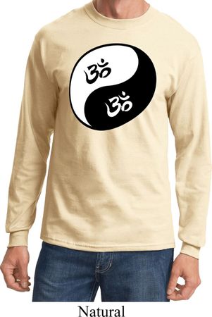 Mens Yoga Shirt Yin Yang AUM Long Sleeve Tee T-Shirt
