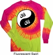Mens Yoga Shirt Yin Yang AUM Long Sleeve Tie Dye Tee T-shirt