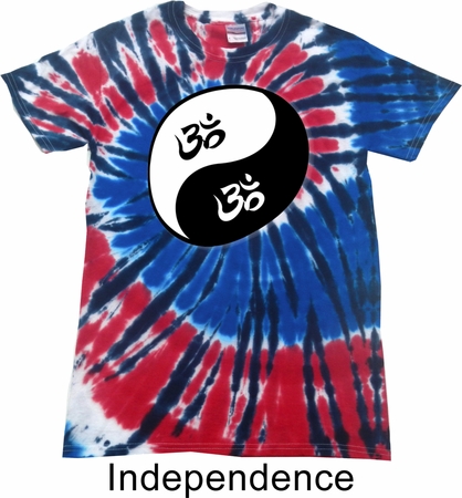 Mens Yoga Shirt Yin Yang AUM Patriotic Tie Dye Tee T-shirt