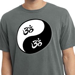 Mens Yoga Shirt Yin Yang AUM Pigment Dyed Tee T-Shirt Mens Yoga Shirt Yin Yang AUM Pigment Dyed Tee T-Shirt