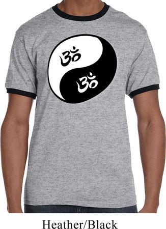 Mens Yoga Shirt Yin Yang AUM  Ringer Tee T-Shirt