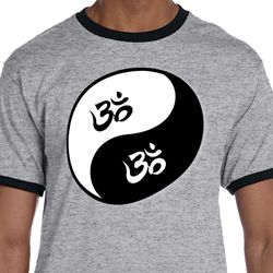 Mens Yoga Shirt Yin Yang AUM Ringer Tee T-Shirt Mens Yoga Shirt Yin Yang AUM Ringer Tee T-Shirt
