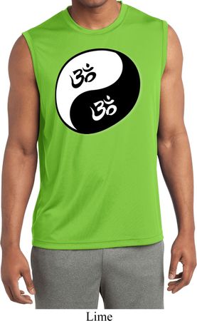 Mens Yoga Shirt Yin Yang AUM Sleeveless Moisture Wicking Tee T-Shirt