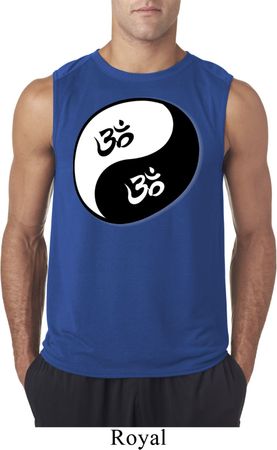 Mens Yoga Shirt Yin Yang AUM Sleeveless Tee T-Shirt