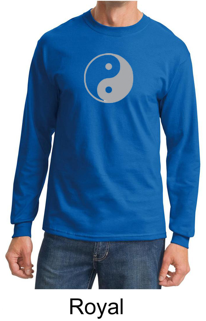 Mens Yoga Shirt Yin Yang Big Print Meditation Long Sleeve Shirt Yin