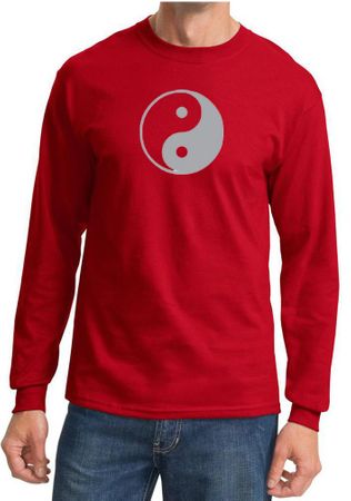 Mens Yoga Shirt Yin Yang Big Print Meditation Long Sleeve Shirt