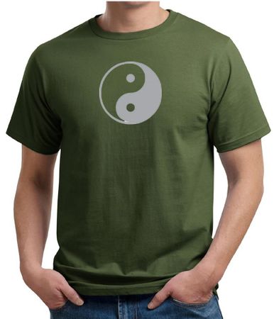 Mens Yoga Shirt Yin Yang Big Print Meditation Organic T-shirt