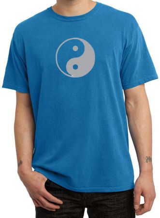 Mens Yoga Shirt Yin Yang Big Print Meditation Pigment Dyed T-shirt
