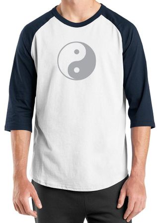 Mens Yoga Shirt Yin Yang Big Print Meditation Raglan Shirt