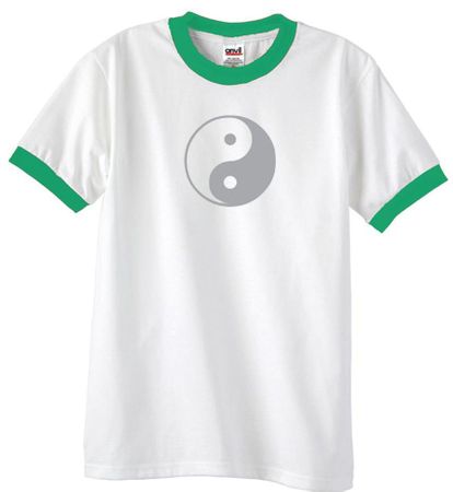 Mens Yoga Shirt Yin Yang Big Print Meditation Ringer Shirt