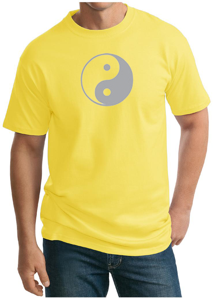Mens Yoga Shirt Yin Yang Big Print Meditation Tall Tshirt Yin Yang