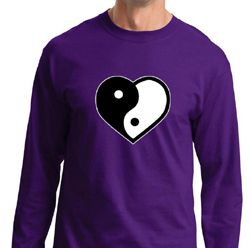 Mens Yoga Shirt Yin Yang Heart Long Sleeve Tee T-Shirt Mens Yoga Shirt Yin Yang Heart Long Sleeve Tee T-Shirt