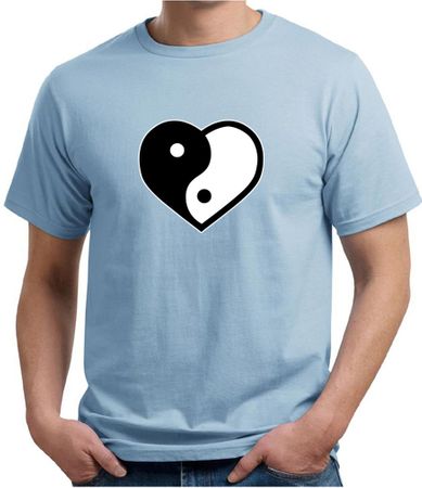 Mens Yoga Shirt Yin Yang Heart Organic Tee T-Shirt