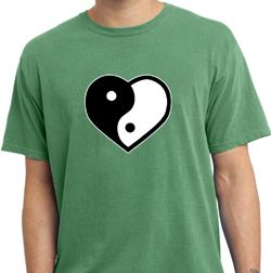 Mens Yoga Shirt Yin Yang Heart Pigment Dyed Tee T-Shirt Mens Yoga Shirt Yin Yang Heart Pigment Dyed Tee T-Shirt