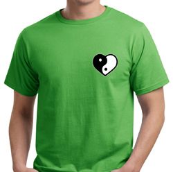 Mens Yoga Shirt Yin Yang Heart Pocket Print Organic Tee T-Shirt