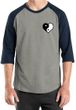 Mens Yoga Shirt Yin Yang Heart Pocket Print Raglan Tee T-Shirt