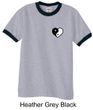 Mens Yoga Shirt Yin Yang Heart Pocket Print Ringer Tee T-Shirt