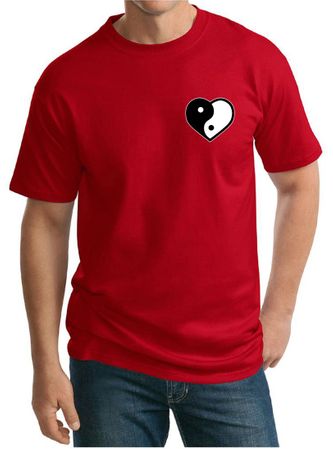 Mens Yoga Shirt Yin Yang Heart Pocket Print Tall Tee T-Shirt