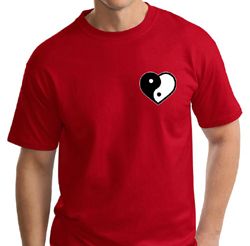 Mens Yoga Shirt Yin Yang Heart Pocket Print Tall Tee T-Shirt