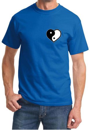Mens Yoga Shirt Yin Yang Heart Pocket Print Tee T-Shirt
