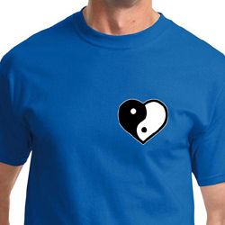 Mens Yoga Shirt Yin Yang Heart Pocket Print Tee T-Shirt