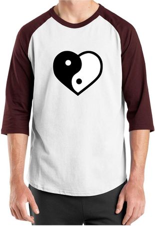 Mens Yoga Shirt Yin Yang Heart Raglan Tee T-Shirt