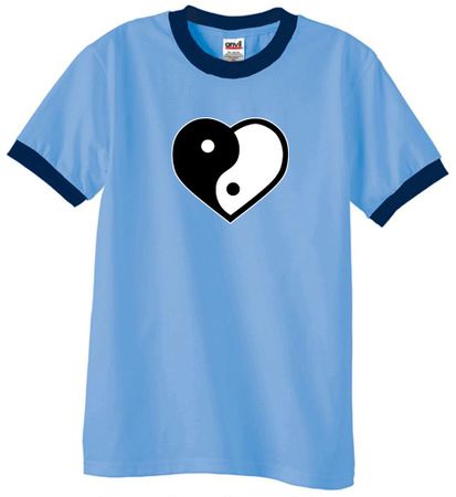 Mens Yoga Shirt Yin Yang Heart Ringer Tee T-Shirt