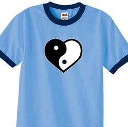 Mens Yoga Shirt Yin Yang Heart Ringer Tee T-Shirt Mens Yoga Shirt Yin Yang Heart Ringer Tee T-Shirt