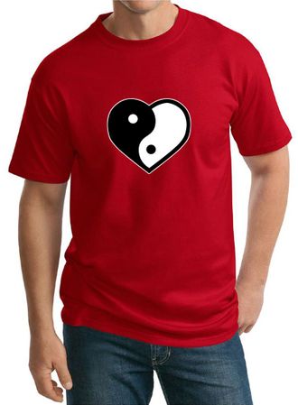 Mens Yoga Shirt Yin Yang Heart Tall  Tee T-Shirt