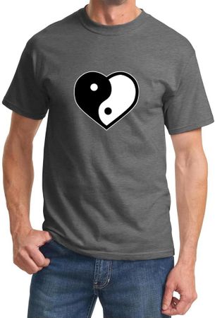 Mens Yoga Shirt Yin Yang Heart Tee T-Shirt