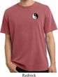 Mens Yoga Shirt Yin Yang Patch Pocket Print Pigment Dyed Tee T-Shirt