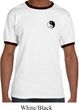 Mens Yoga Shirt Yin Yang Patch Pocket Print Ringer Tee T-Shirt