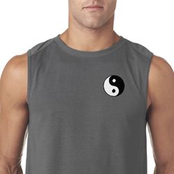 Mens Yoga Shirt Yin Yang Patch Pocket Print Sleeveless Tee T-Shirt Mens Yoga Shirt Yin Yang Patch Pocket Print Sleeveless Tee T-Shirt