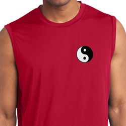 Mens Shirt Yin Yang Patch Pocket Print Sleeveless Moisture Wicking Tee Mens Shirt Yin Yang Patch Pocket Print Sleeveless Moisture Wicking Tee