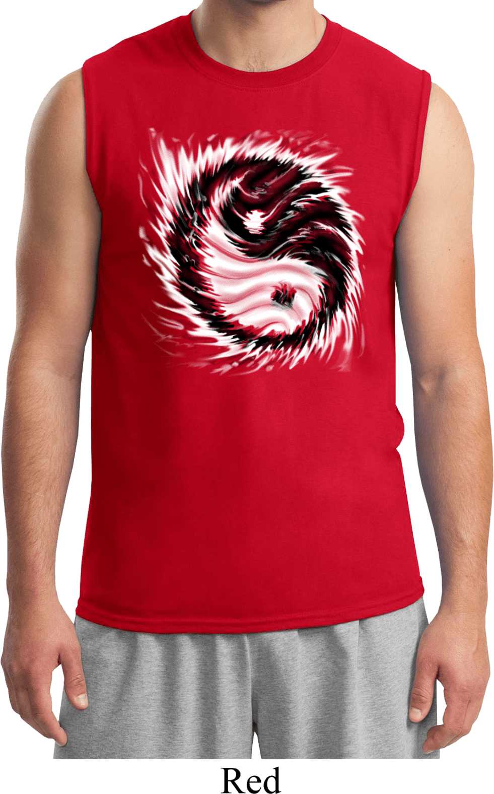 Mens Yoga Shirt Yin Yang Sun Muscle Tee TShirt Yin Yang Sun Mens