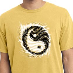 Mens Yoga Shirt Yin Yang Sun Pigment Dyed Tee T-Shirt
