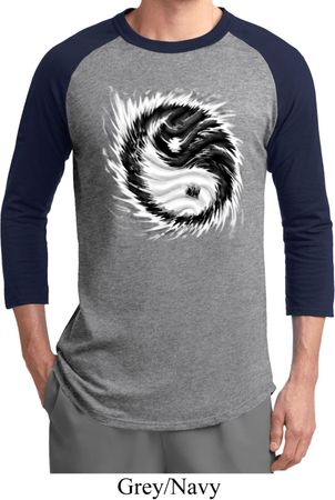 Mens Yoga Shirt Yin Yang Sun Raglan Tee T-Shirt