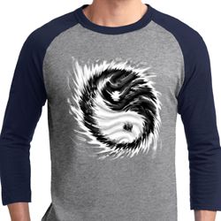 Mens Yoga Shirt Yin Yang Sun Raglan Tee T-Shirt