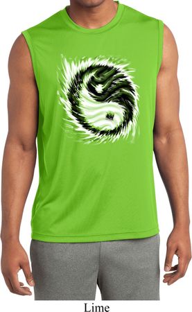 Mens Yoga Shirt Yin Yang Sun Sleeveless Moisture Wicking Tee T-Shirt