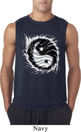Mens Yoga Shirt Yin Yang Sun Sleeveless Tee T-Shirt
