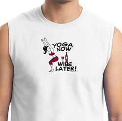 Mens Yoga Shirt Yoga Now Wine Later Muscle Tee T-Shirt