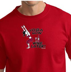 Mens Yoga Shirt Yoga Now Wine Later Tall Tee T-Shirt