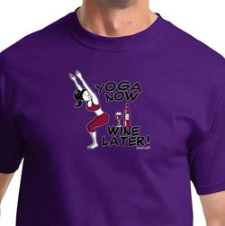 Mens Yoga Shirt Yoga Now Wine Later Tee T-Shirt