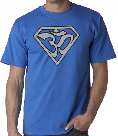 Mens Yoga Super OM Tee Shirt - Royal Blue