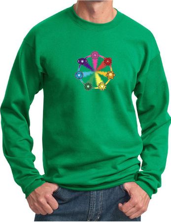 Mens Yoga Sweatshirt 7 Chakra Circle Sweat Shirt