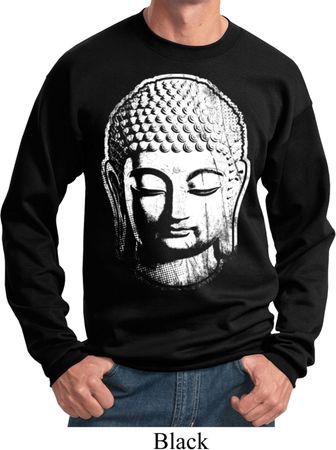 Mens Yoga Sweatshirt Big Buddha Head Sweat Shirt