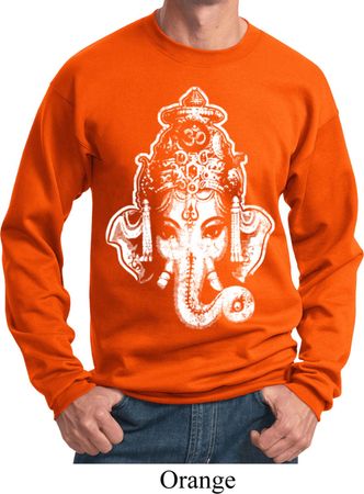Mens Yoga Sweatshirt BIG Ganesha Head Sweat Shirt