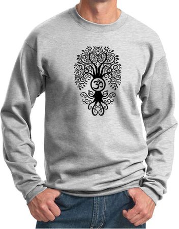 Mens Yoga Sweatshirt Black Bodhi Tree Sweat Shirt