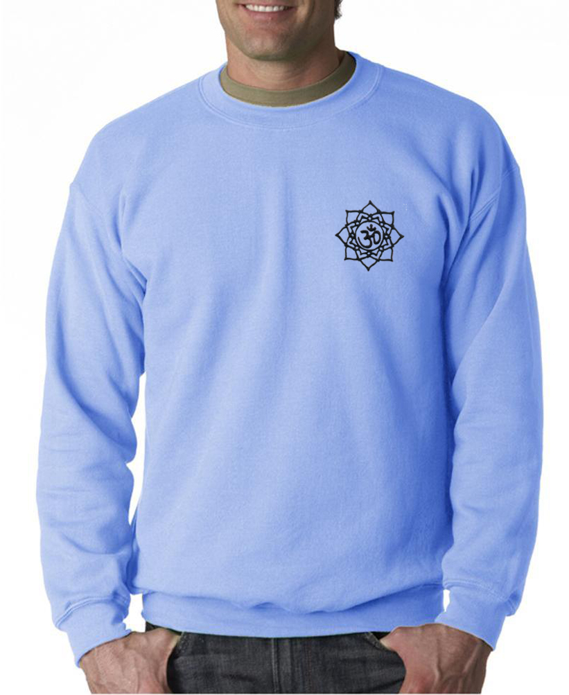 Mens Yoga Sweatshirt Black Lotus OM Patch Pocket Print Sweat Shirt